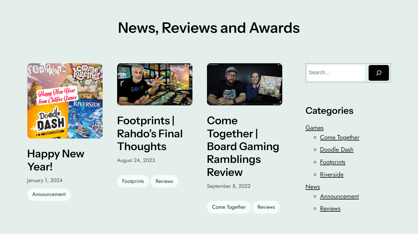 Illustration of how posts are organized under specific games and type of news.