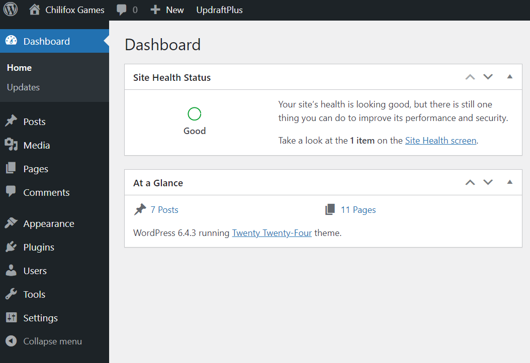 A screenshot from the Wordpress admin